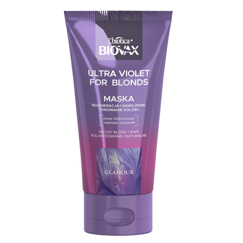 L'BIOTICA BIOVAX Glamour Ultra Violet for Blonds -Τονωτική μάσκα εντατικής ανάπλασης για ξανθά και γκρίζα μαλλιά 150 ml