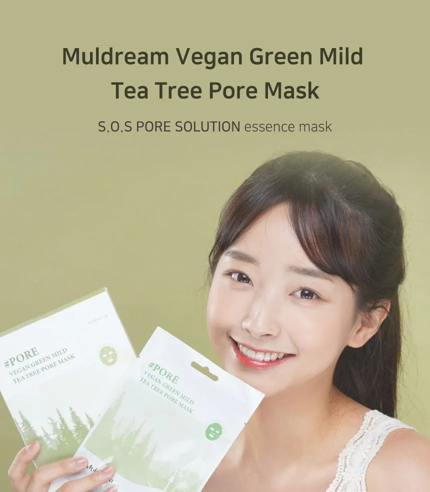 Muldream – Vegan Green Mild Tea Tree Pore Mask 1pc